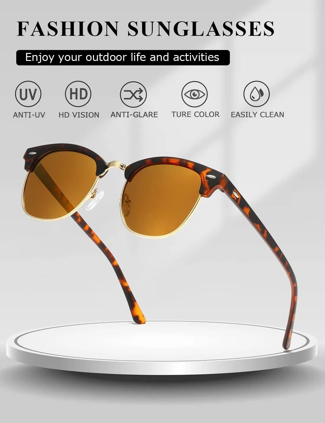 AEVOGUE Polarized Sunglasses For Women And Men Semi Rimless Frame Retro Sun Glasses AE0369