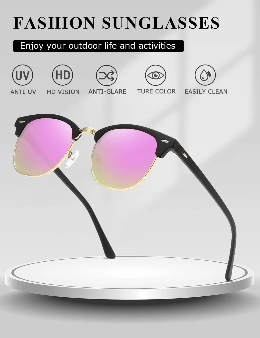 AEVOGUE Polarized Sunglasses For Women And Men Semi Rimless Frame Retro Sun Glasses AE0369