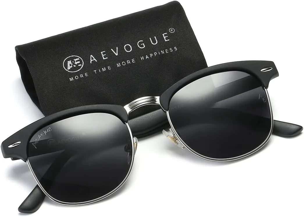 AEVOGUE Polarized Sunglasses For Women And Men Semi Rimless Frame Retro Sun Glasses AE0369