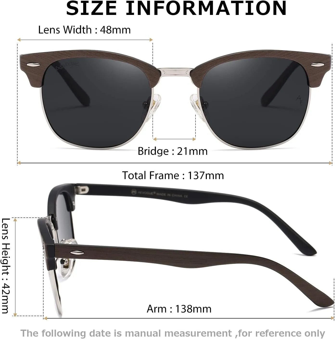AEVOGUE Polarized Sunglasses For Women And Men Semi Rimless Frame Retro Sun Glasses AE0369