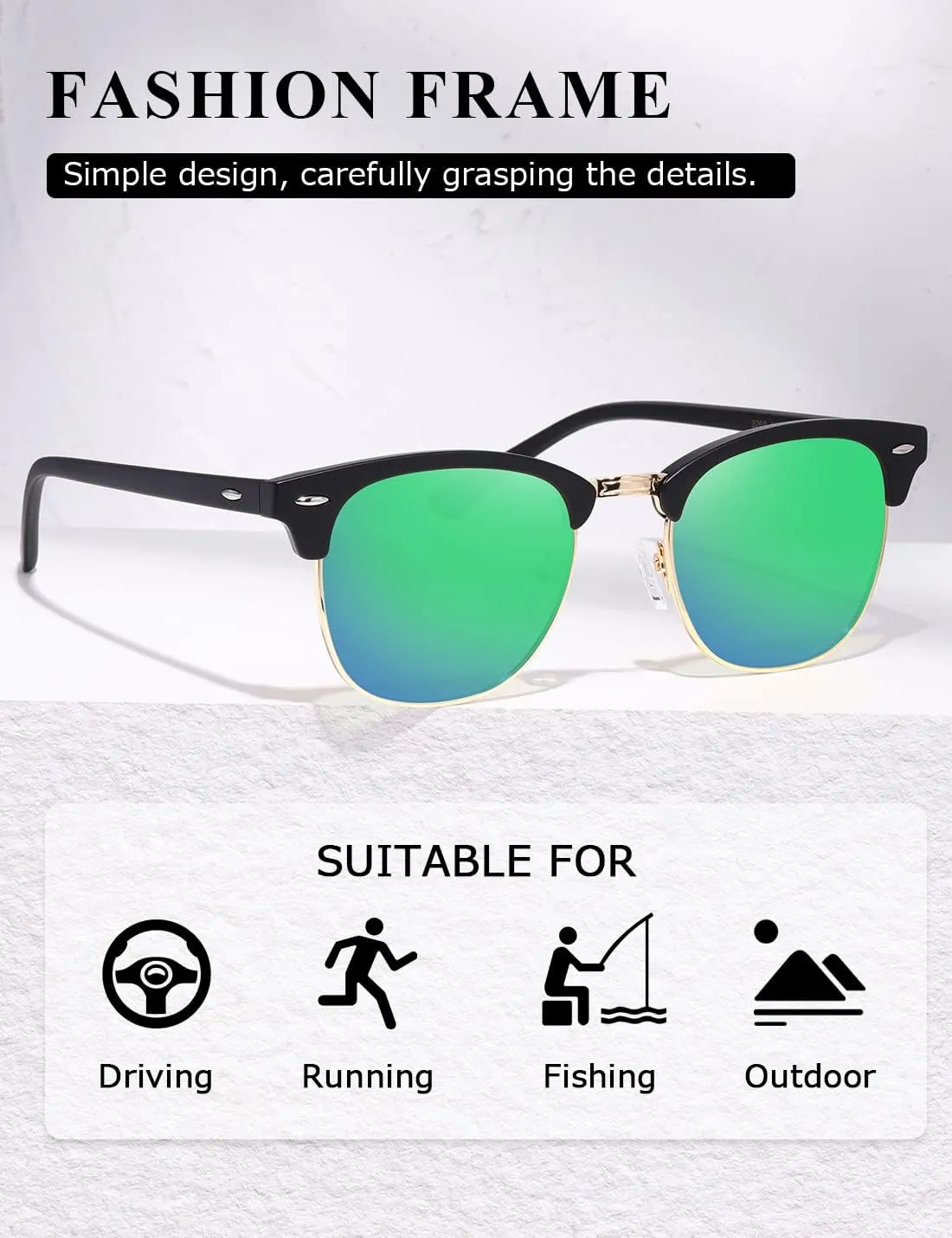 AEVOGUE Polarized Sunglasses For Women And Men Semi Rimless Frame Retro Sun Glasses AE0369