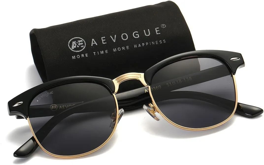 AEVOGUE Polarized Sunglasses For Women And Men Semi Rimless Frame Retro Sun Glasses AE0369