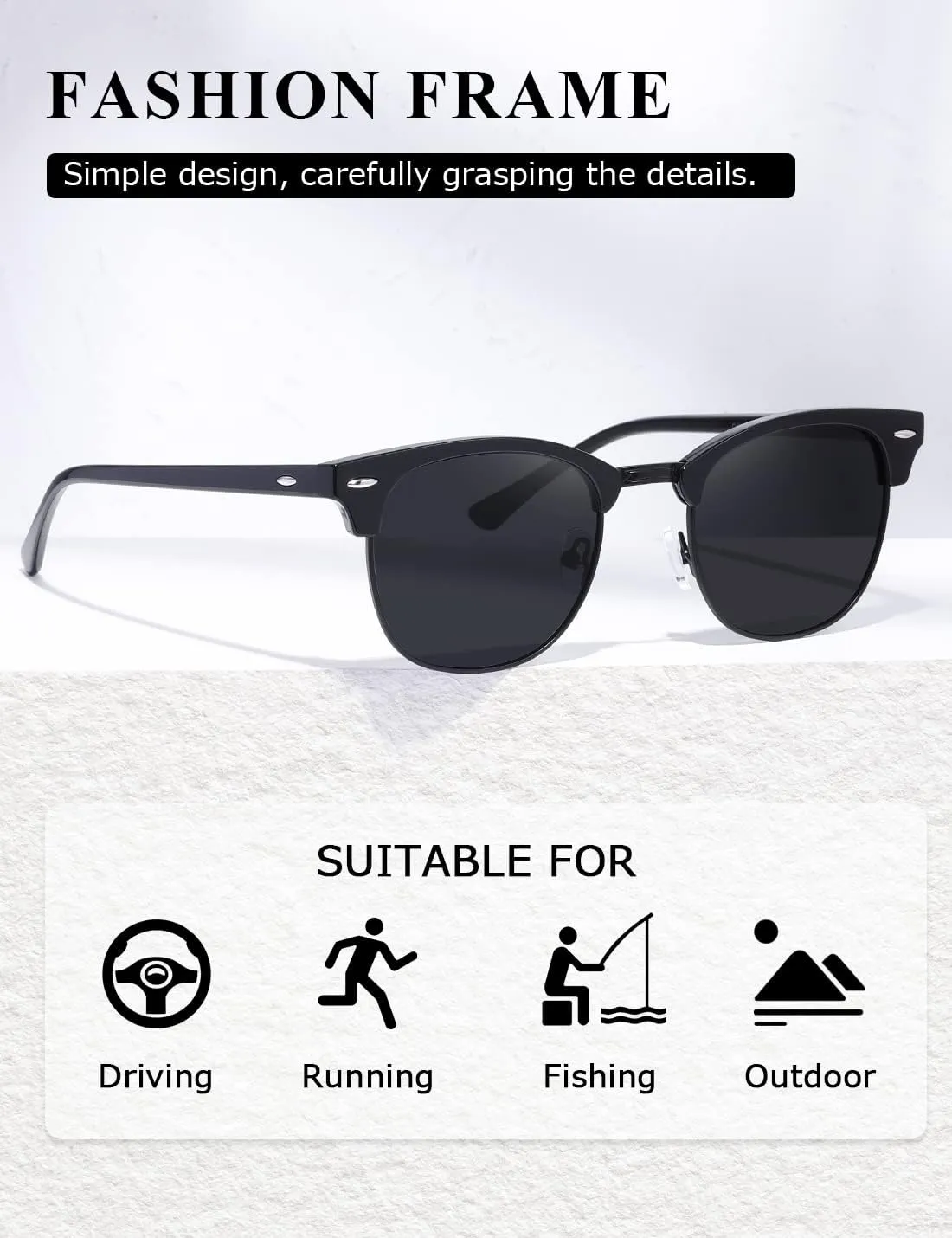 AEVOGUE Polarized Sunglasses For Women And Men Semi Rimless Frame Retro Sun Glasses AE0369
