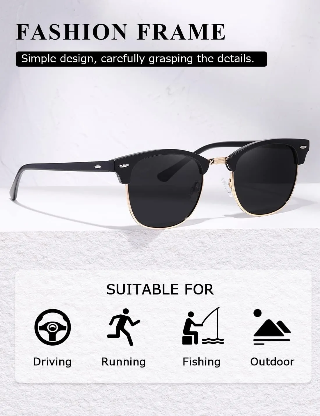 AEVOGUE Polarized Sunglasses For Women And Men Semi Rimless Frame Retro Sun Glasses AE0369