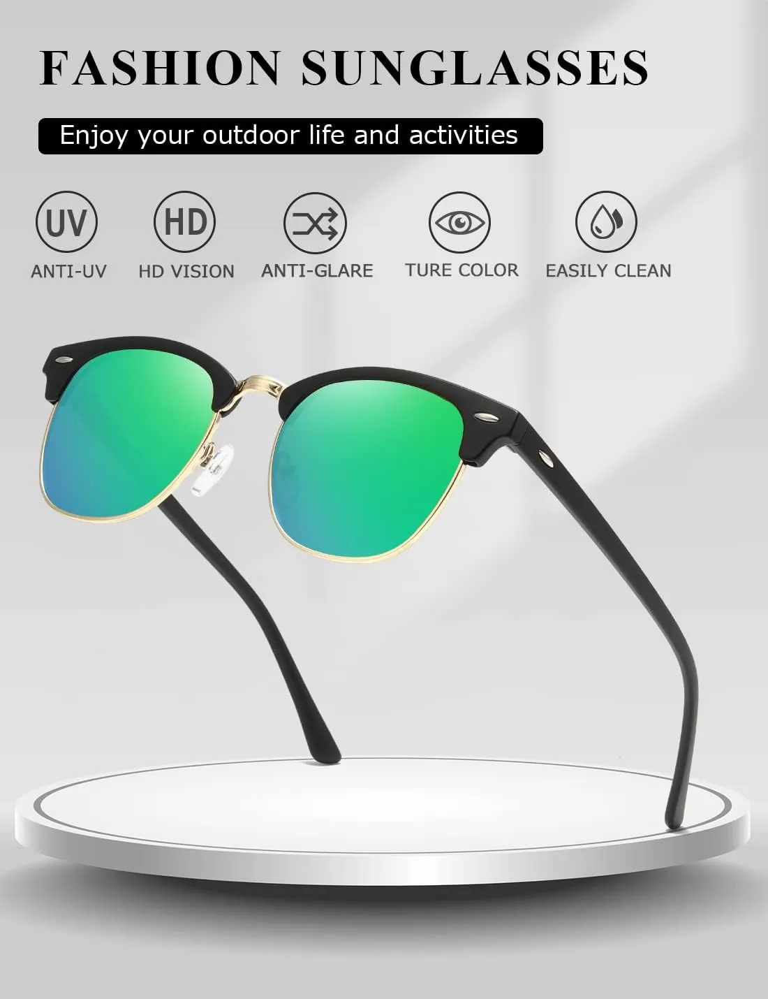 AEVOGUE Polarized Sunglasses For Women And Men Semi Rimless Frame Retro Sun Glasses AE0369