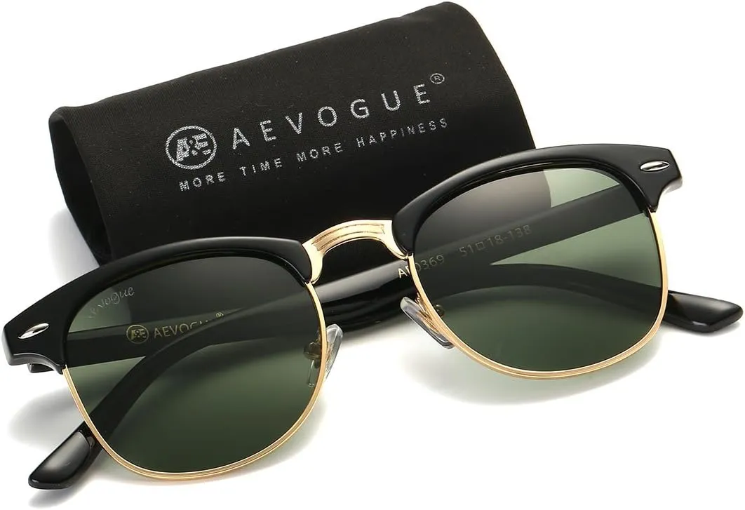 AEVOGUE Polarized Sunglasses For Women And Men Semi Rimless Frame Retro Sun Glasses AE0369