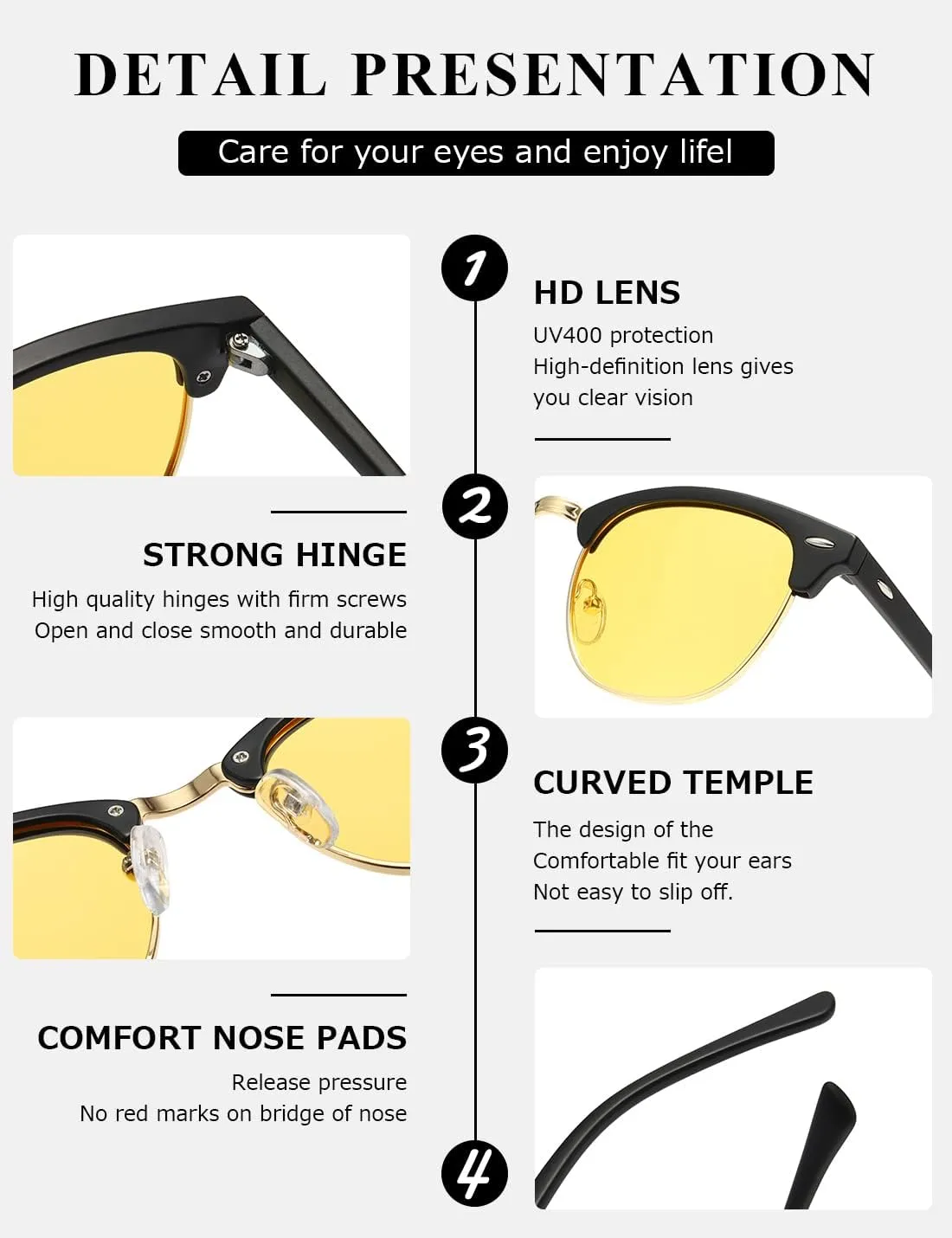 AEVOGUE Polarized Sunglasses For Women And Men Semi Rimless Frame Retro Sun Glasses AE0369