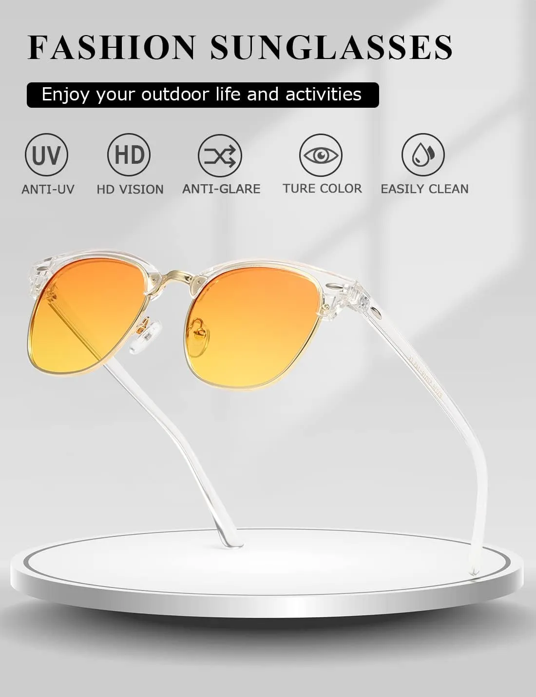 AEVOGUE Polarized Sunglasses For Women And Men Semi Rimless Frame Retro Sun Glasses AE0369
