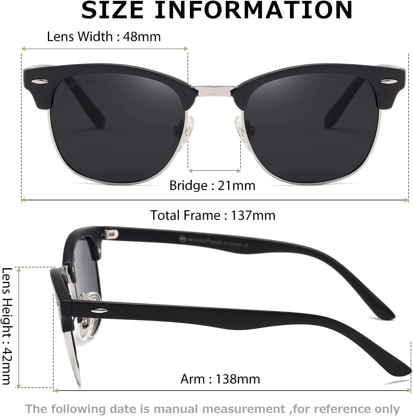 AEVOGUE Polarized Sunglasses For Women And Men Semi Rimless Frame Retro Sun Glasses AE0369