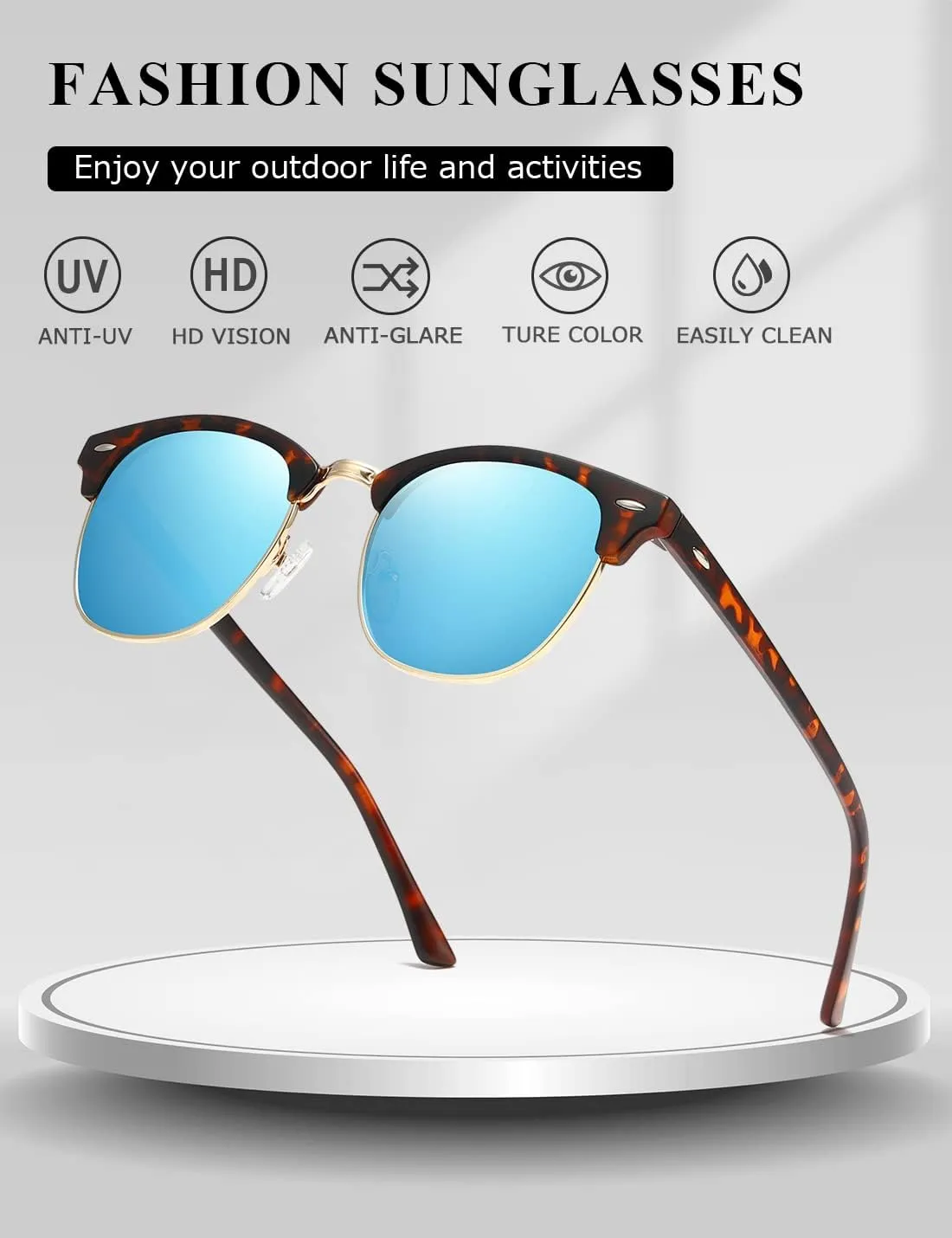 AEVOGUE Polarized Sunglasses For Women And Men Semi Rimless Frame Retro Sun Glasses AE0369