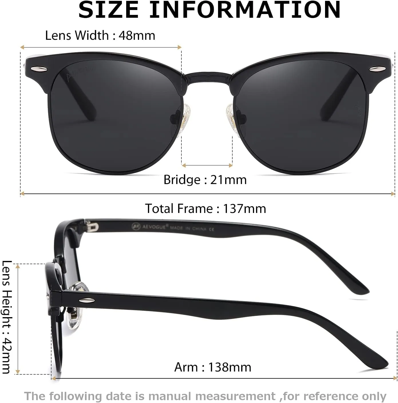 AEVOGUE Polarized Sunglasses For Women And Men Semi Rimless Frame Retro Sun Glasses AE0369