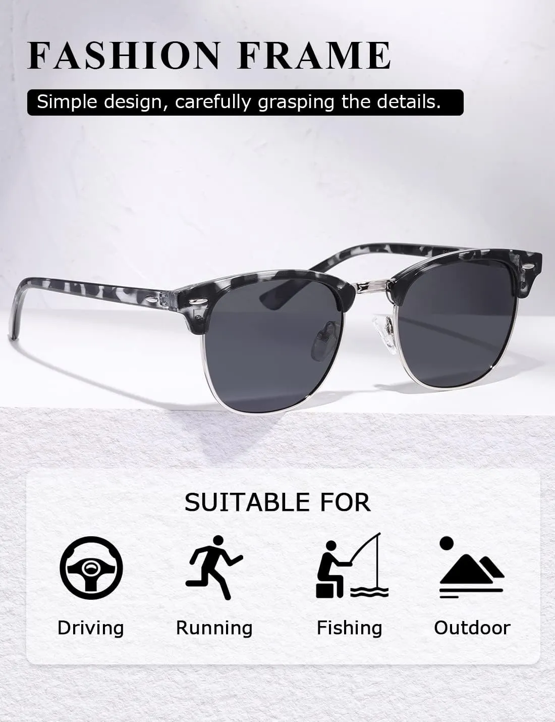 AEVOGUE Polarized Sunglasses For Women And Men Semi Rimless Frame Retro Sun Glasses AE0369