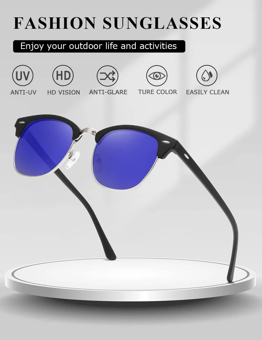 AEVOGUE Polarized Sunglasses For Women And Men Semi Rimless Frame Retro Sun Glasses AE0369