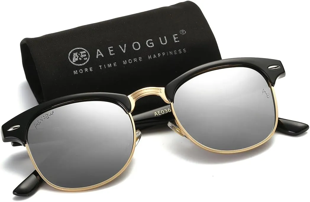 AEVOGUE Polarized Sunglasses For Women And Men Semi Rimless Frame Retro Sun Glasses AE0369