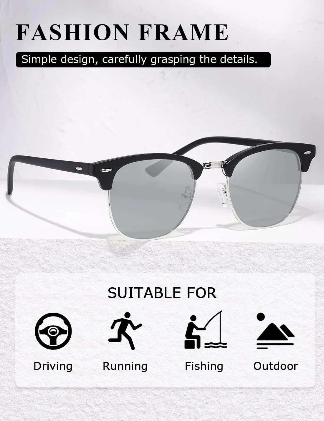AEVOGUE Polarized Sunglasses For Women And Men Semi Rimless Frame Retro Sun Glasses AE0369