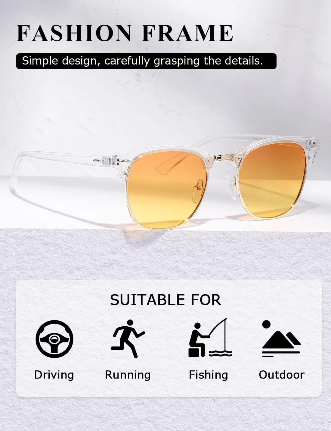 AEVOGUE Polarized Sunglasses For Women And Men Semi Rimless Frame Retro Sun Glasses AE0369