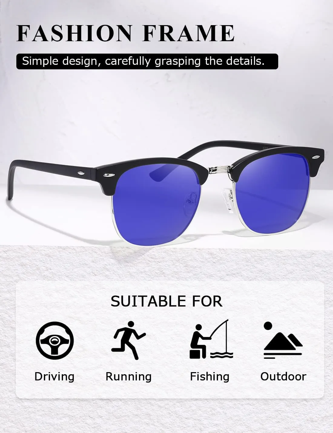 AEVOGUE Polarized Sunglasses For Women And Men Semi Rimless Frame Retro Sun Glasses AE0369