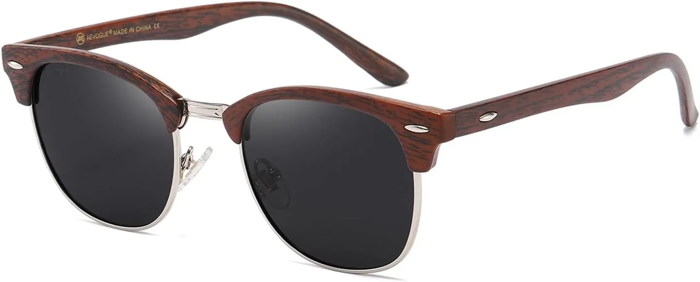 AEVOGUE Polarized Sunglasses For Women And Men Semi Rimless Frame Retro Sun Glasses AE0369