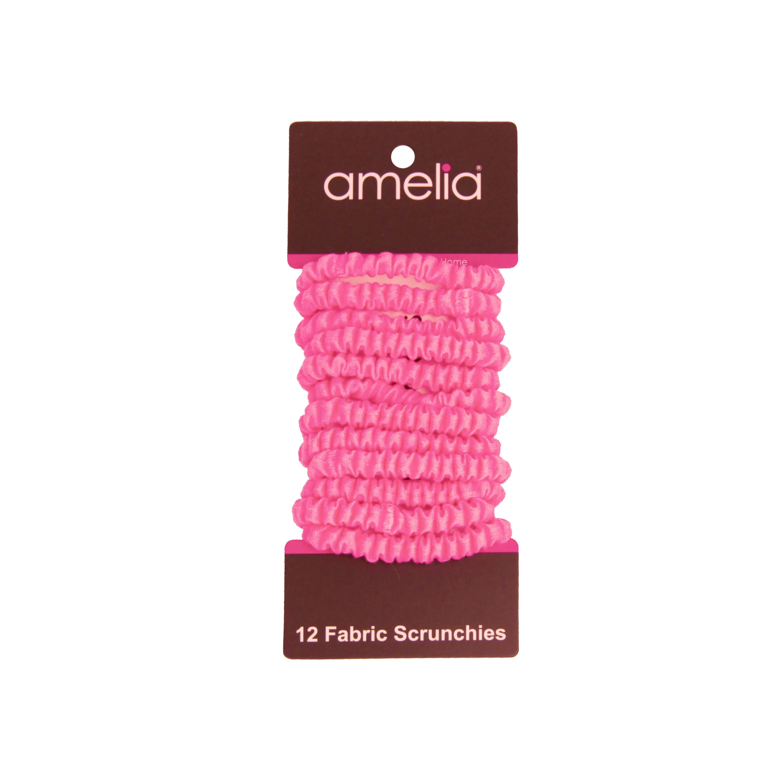 Amelia Beauty, Neon Pink Skinny Jersey Scrunchies, 2.125in Diameter, Gentle on Hair, Strong Hold, No Snag, No Dents or Creases. 12 Pack