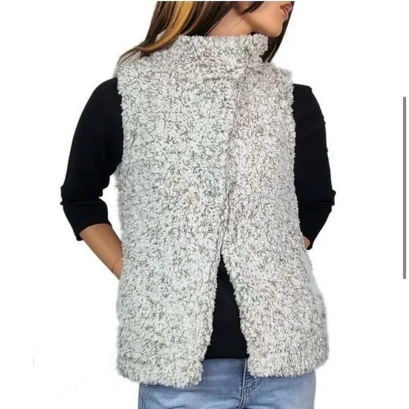 Anthropologie Dylan True Grit Frosty Tip Cozy Sherpa Fleece Vest