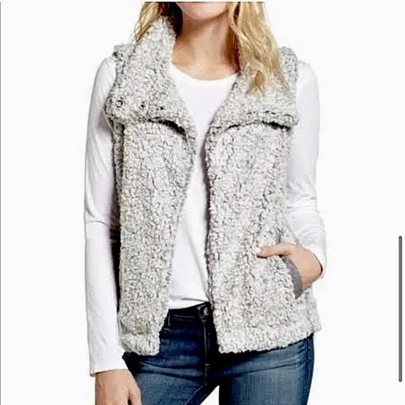 Anthropologie Dylan True Grit Frosty Tip Cozy Sherpa Fleece Vest