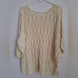 ANTHROPOLOGIE NEW TAGS Cream Cable Knit Sweater