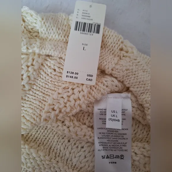 ANTHROPOLOGIE NEW TAGS Cream Cable Knit Sweater