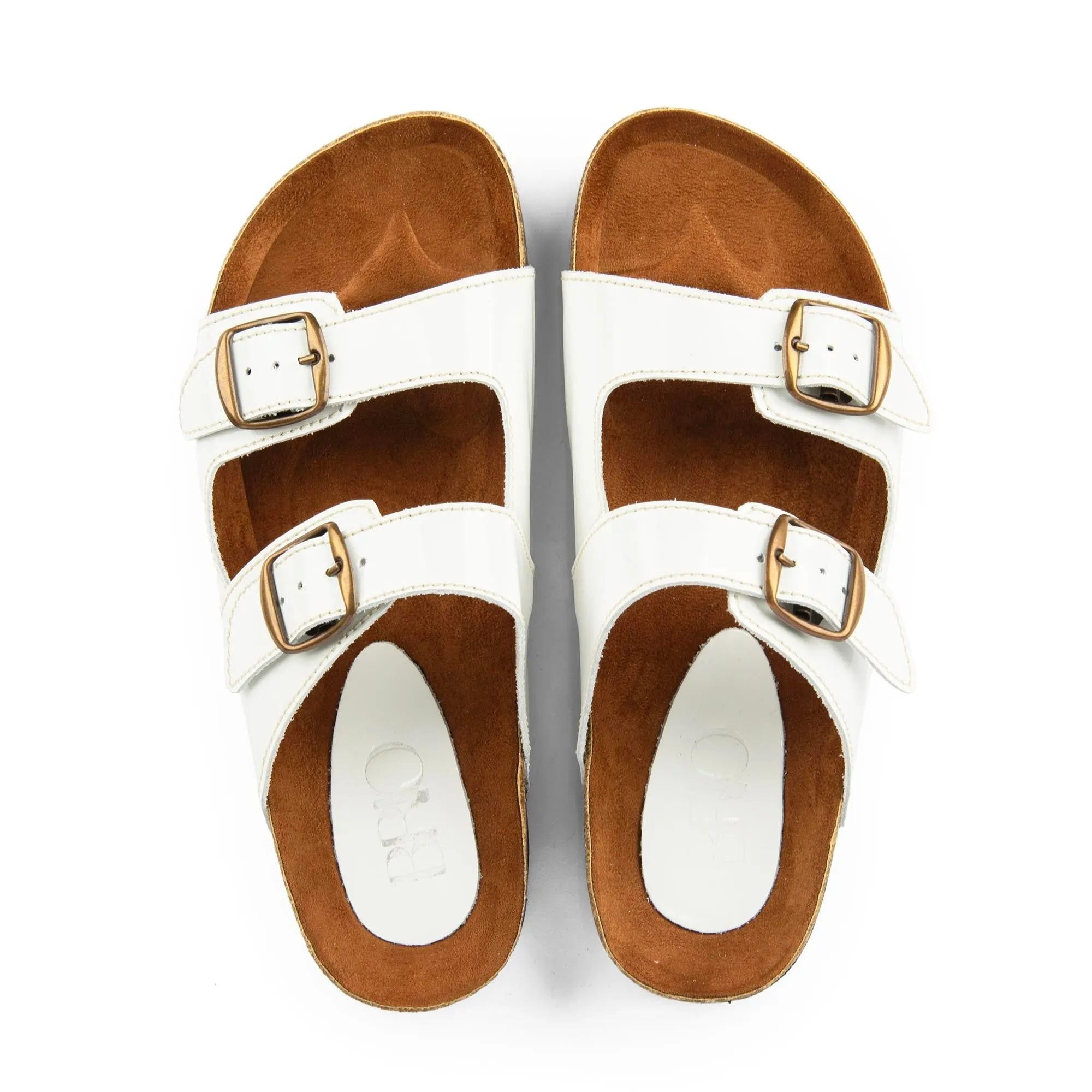 Arizona White Natural Leather Slippers