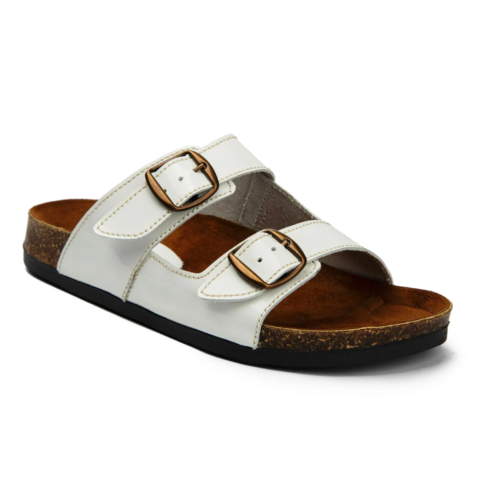 Arizona White Natural Leather Slippers