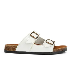 Arizona White Natural Leather Slippers