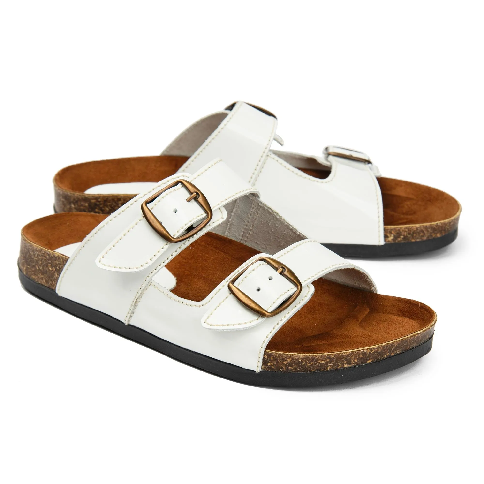 Arizona White Natural Leather Slippers