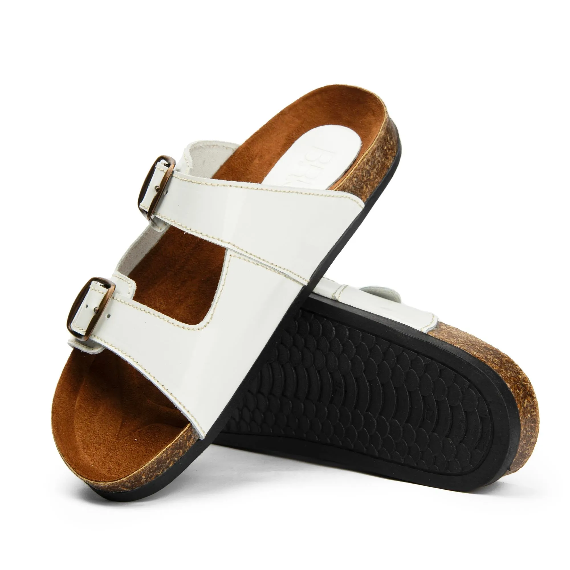 Arizona White Natural Leather Slippers