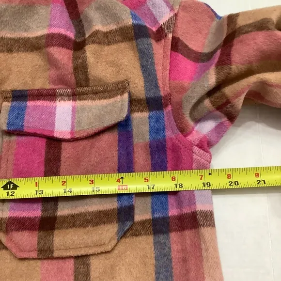 Avec Les Filles Plaid Button Front Shacket Jacket