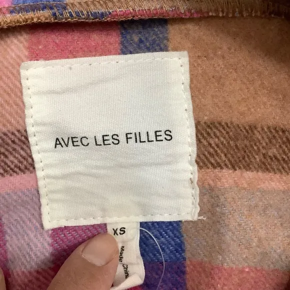 Avec Les Filles Plaid Button Front Shacket Jacket
