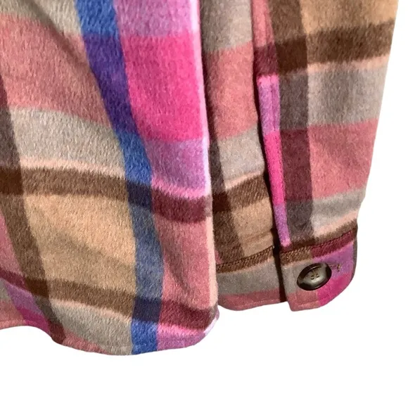 Avec Les Filles Plaid Button Front Shacket Jacket