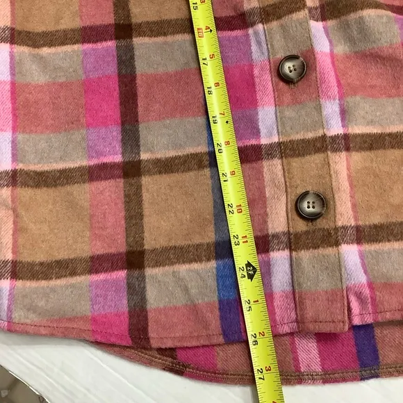 Avec Les Filles Plaid Button Front Shacket Jacket
