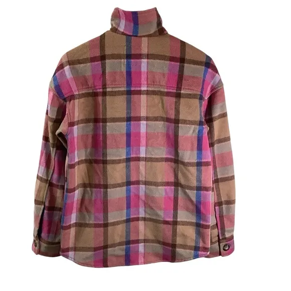 Avec Les Filles Plaid Button Front Shacket Jacket