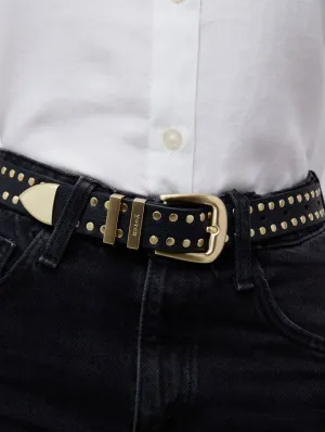 Ayla Unisex Vegan Bio-Based Bamboo Western Studded Belt | Black