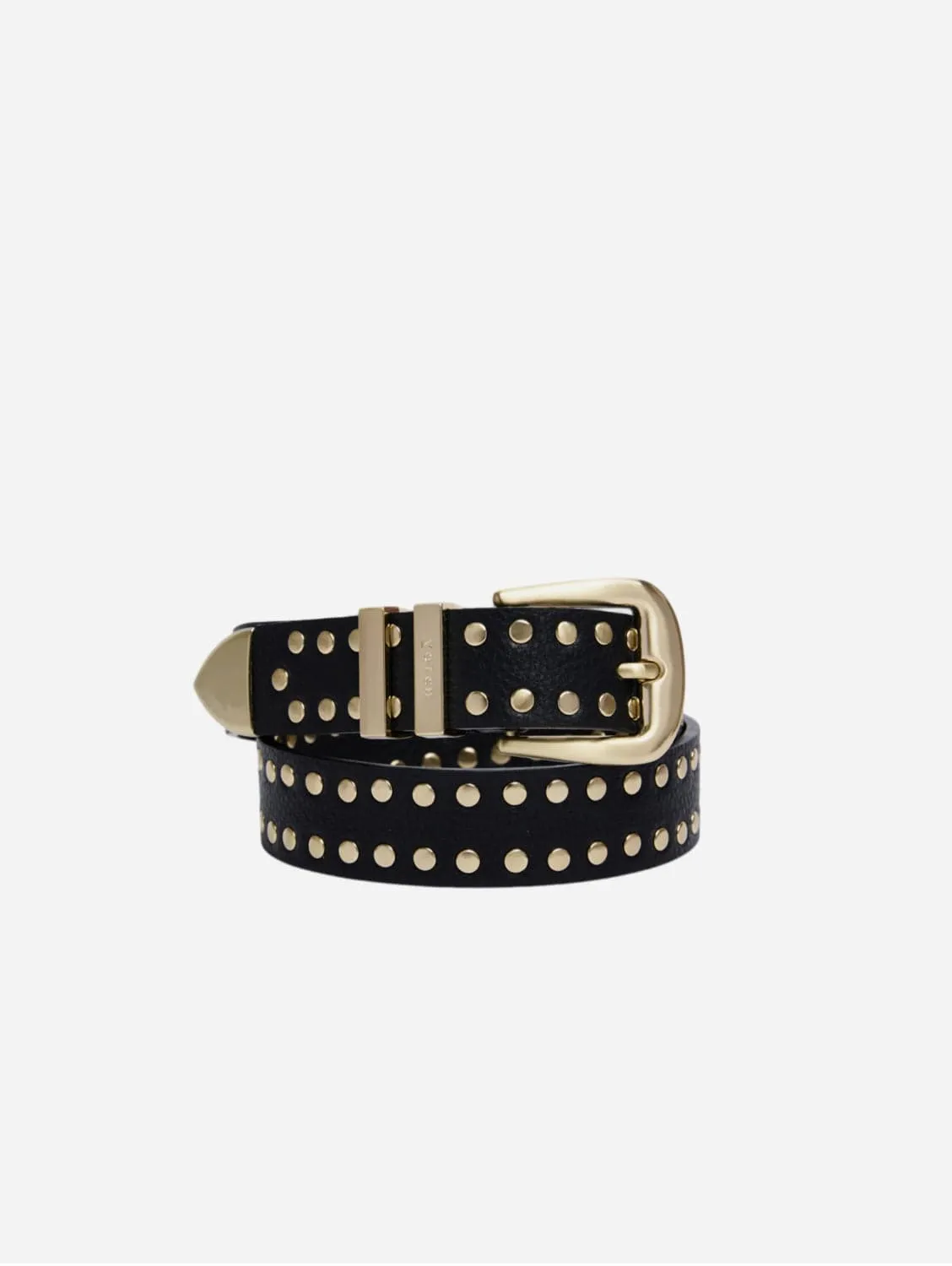 Ayla Unisex Vegan Bio-Based Bamboo Western Studded Belt | Black