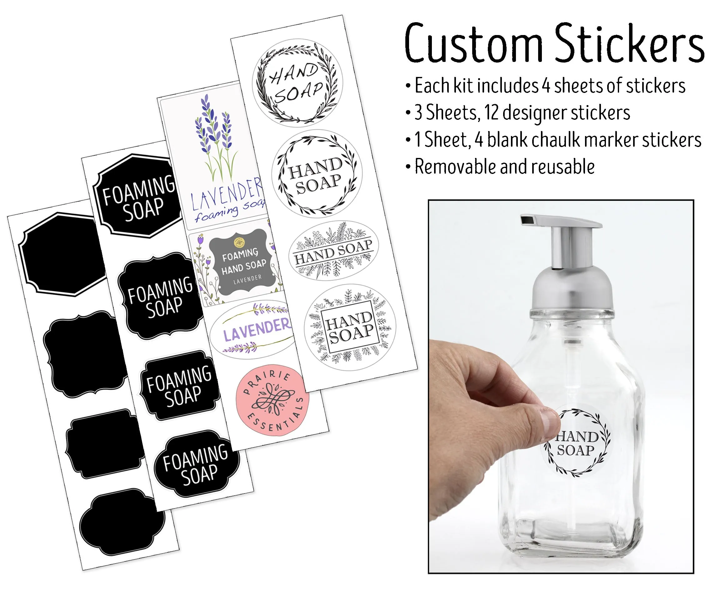 Brushed Nickel Foaming Soap Dispenser Pump, 16 oz Glass Bottle 2 Pack
