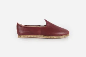 Burgundy Handmade Leather Loafers (Women's)