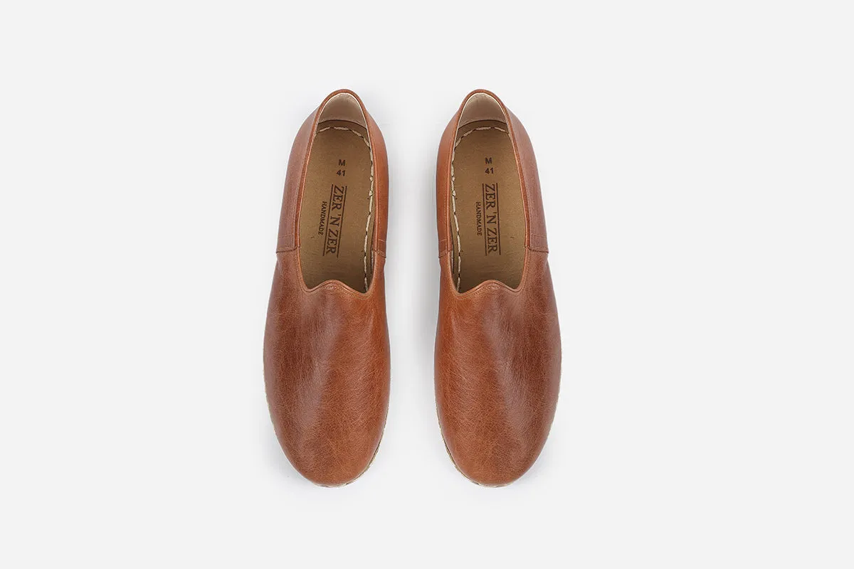 Chestnut Handmade Leather Loafers (Men's)