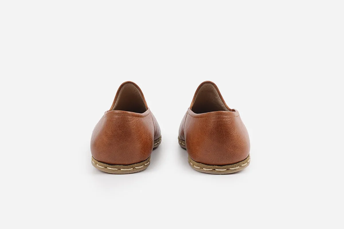 Chestnut Handmade Leather Loafers (Men's)