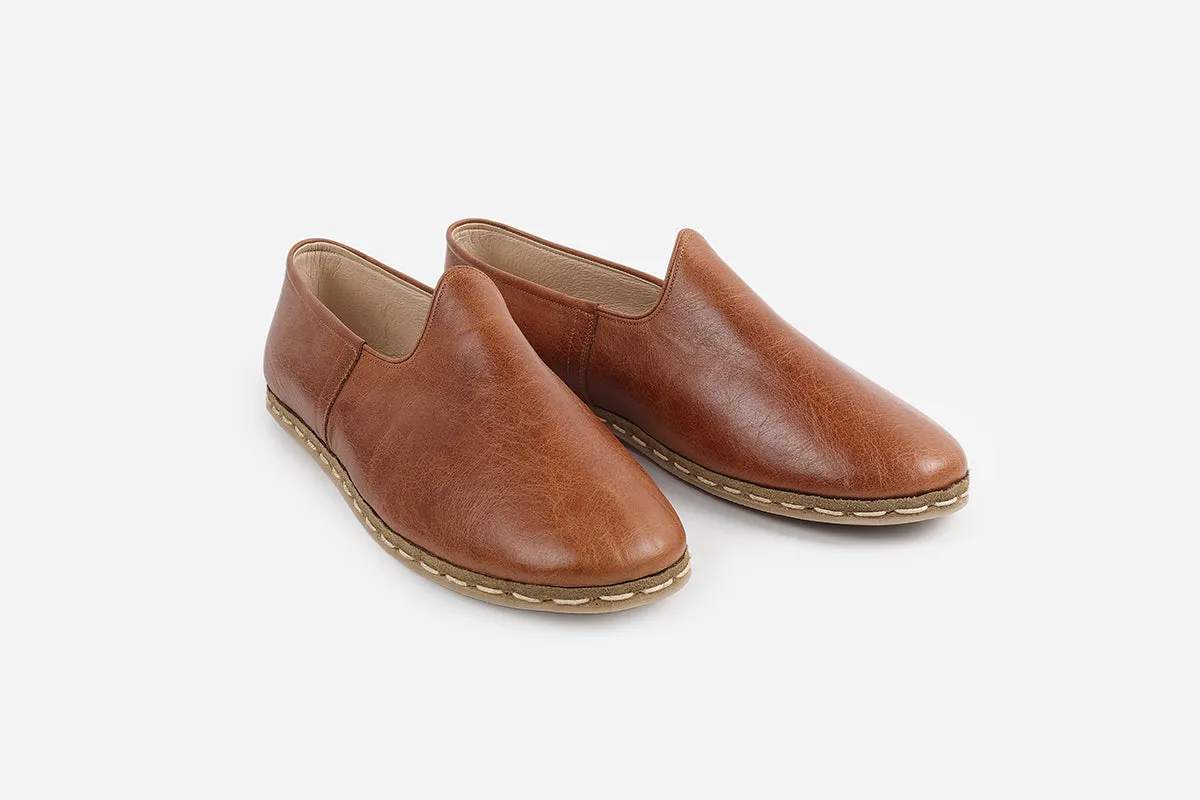 Chestnut Handmade Leather Loafers (Men's)