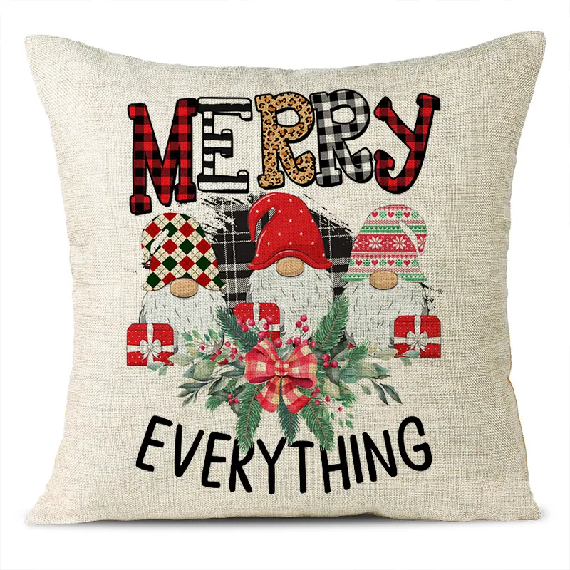 Christmas Themed Linen Pillowcase