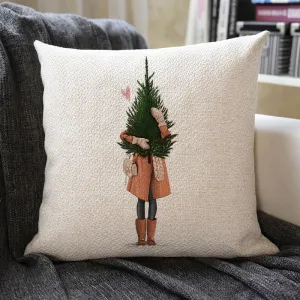 Christmas Themed Linen Pillowcase