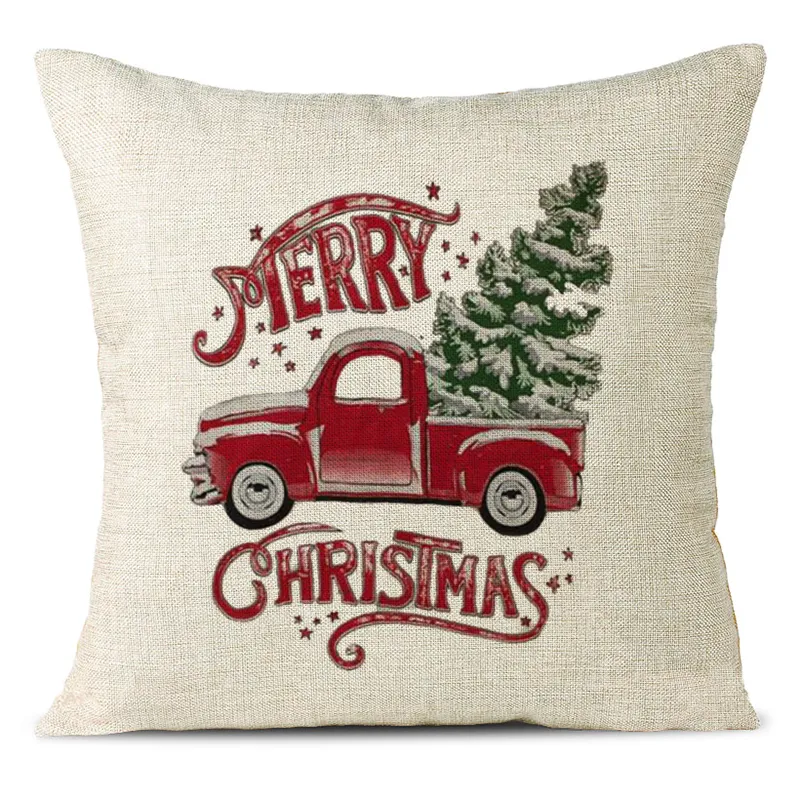 Christmas Themed Linen Pillowcase