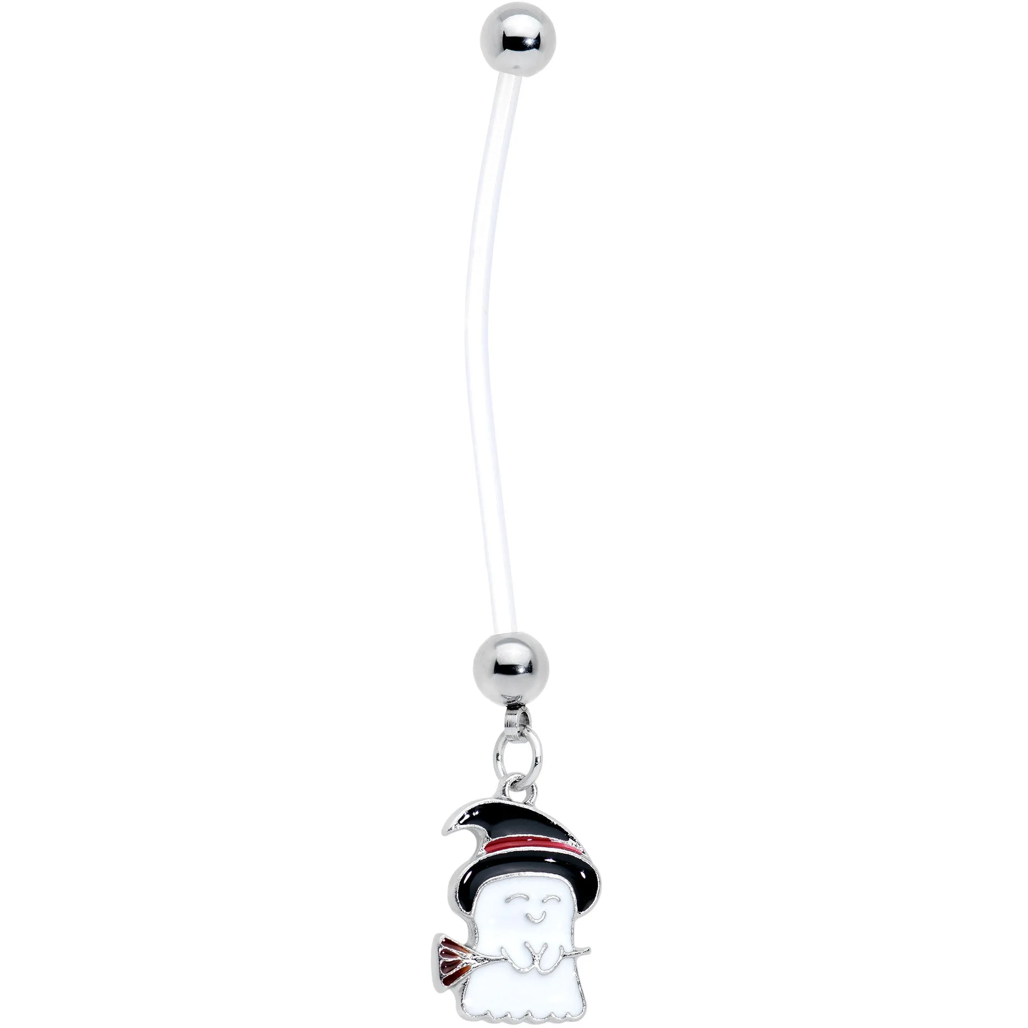 Clear Bioplast Witch Hat Ghost Halloween Dangle Pregnancy Belly Ring