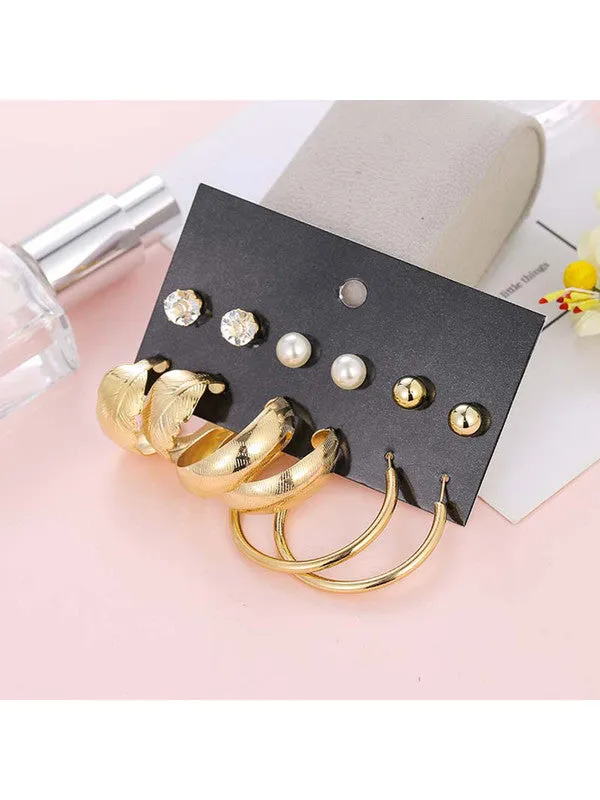 Combo of 11 Pair Pearl Drop Hoop and Studs Earrings