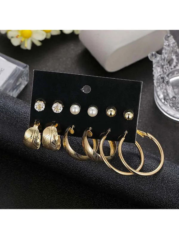 Combo of 11 Pair Pearl Drop Hoop and Studs Earrings